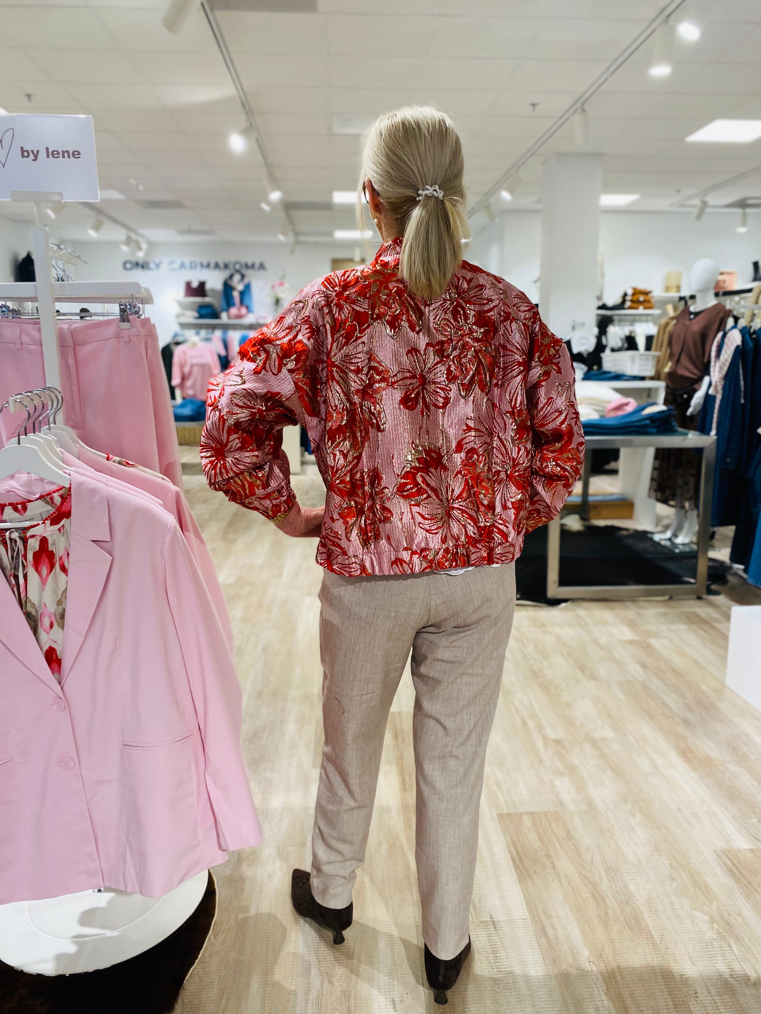 Bomber jakke | rød/ guld