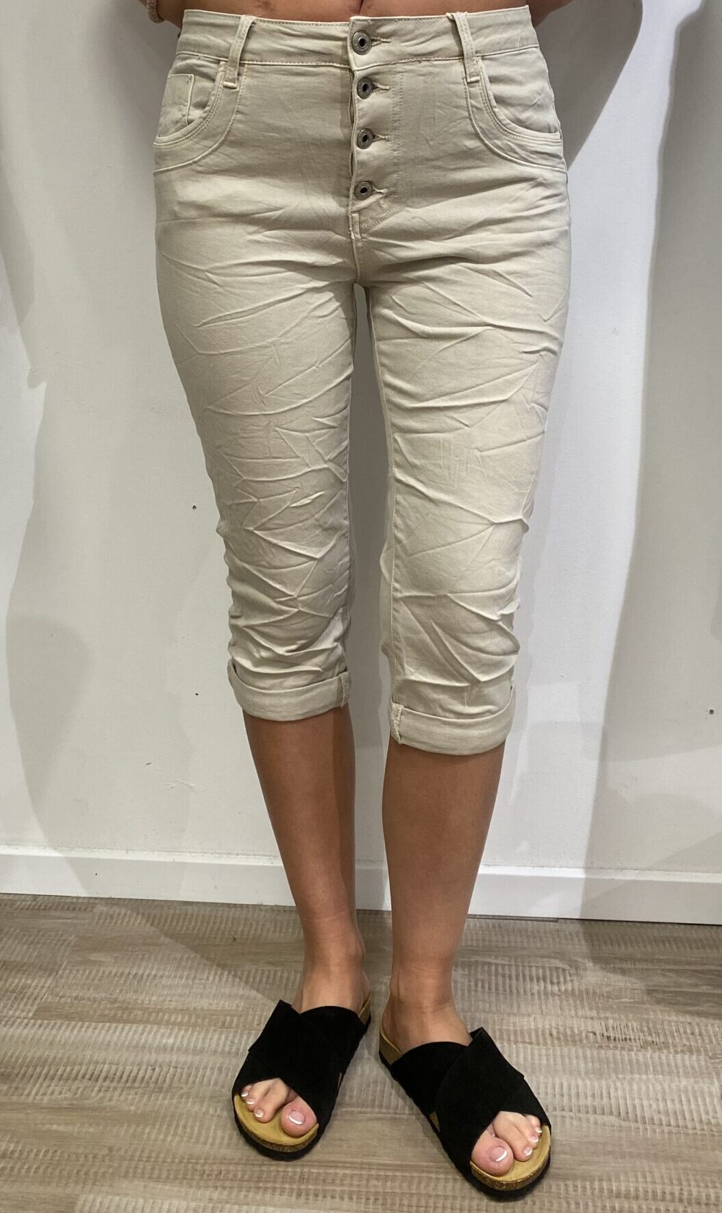 Karostar sand denim knickers med knapper | KC3093-14