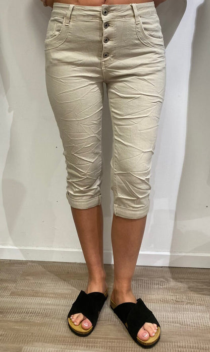 Karostar sand denim knickers med knapper | KC3093-14
