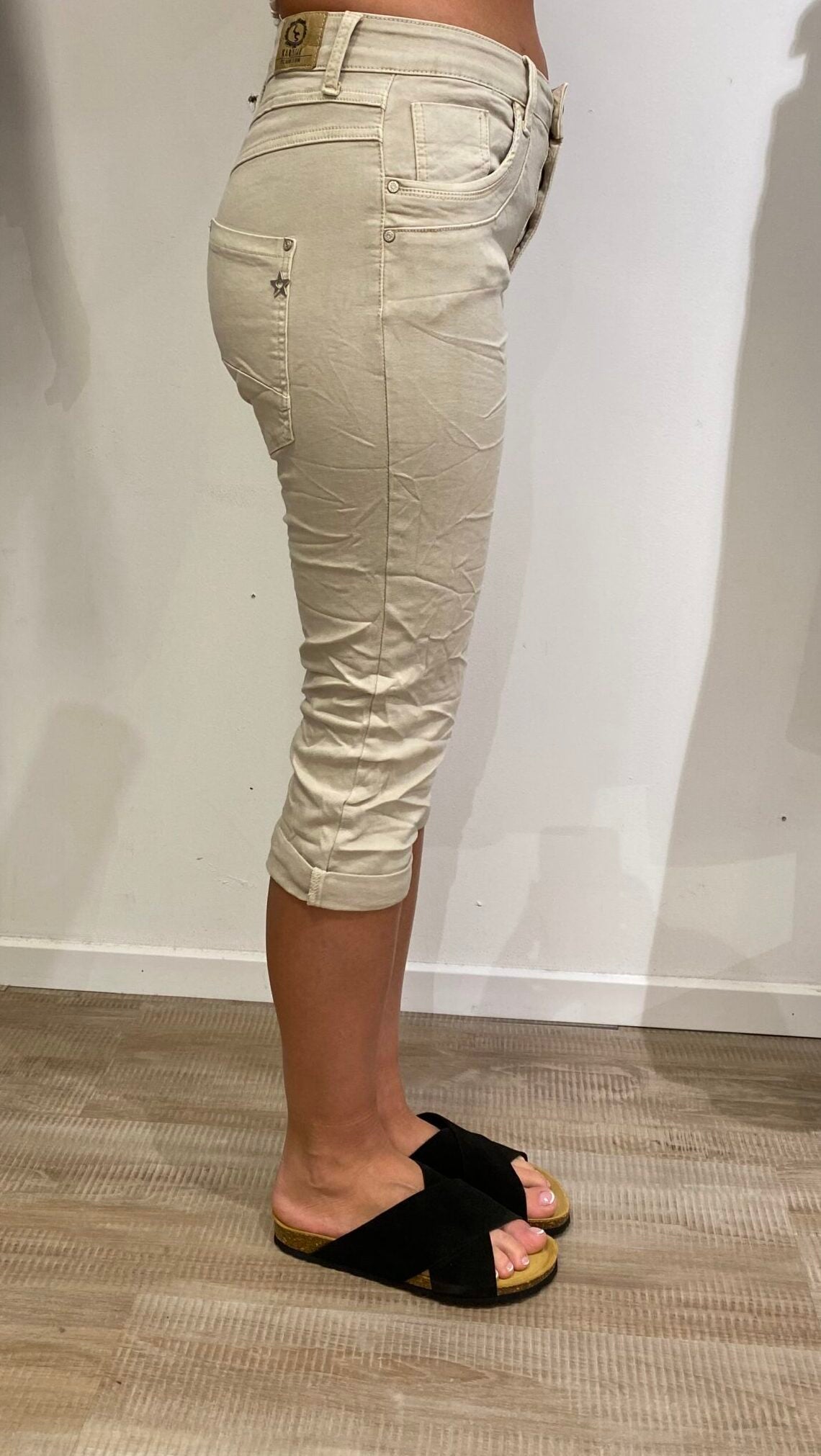 Karostar sand denim knickers med knapper | KC3093-14