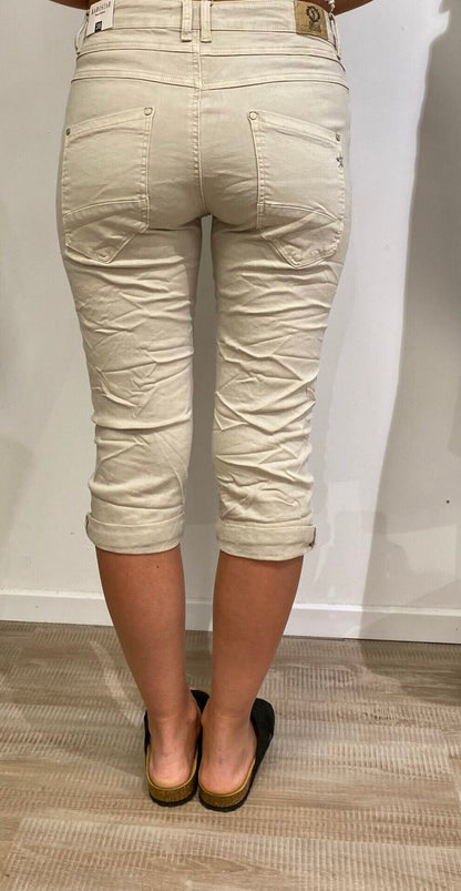 Karostar sand denim knickers med knapper | KC3093-14