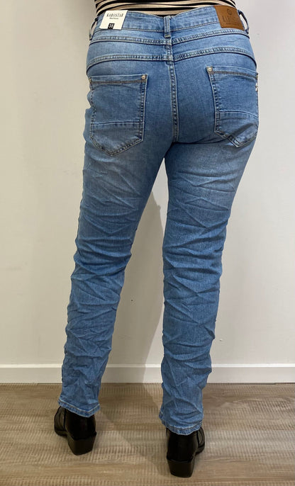 Karostar lysblå jeans med forskellige knapper| KM2535