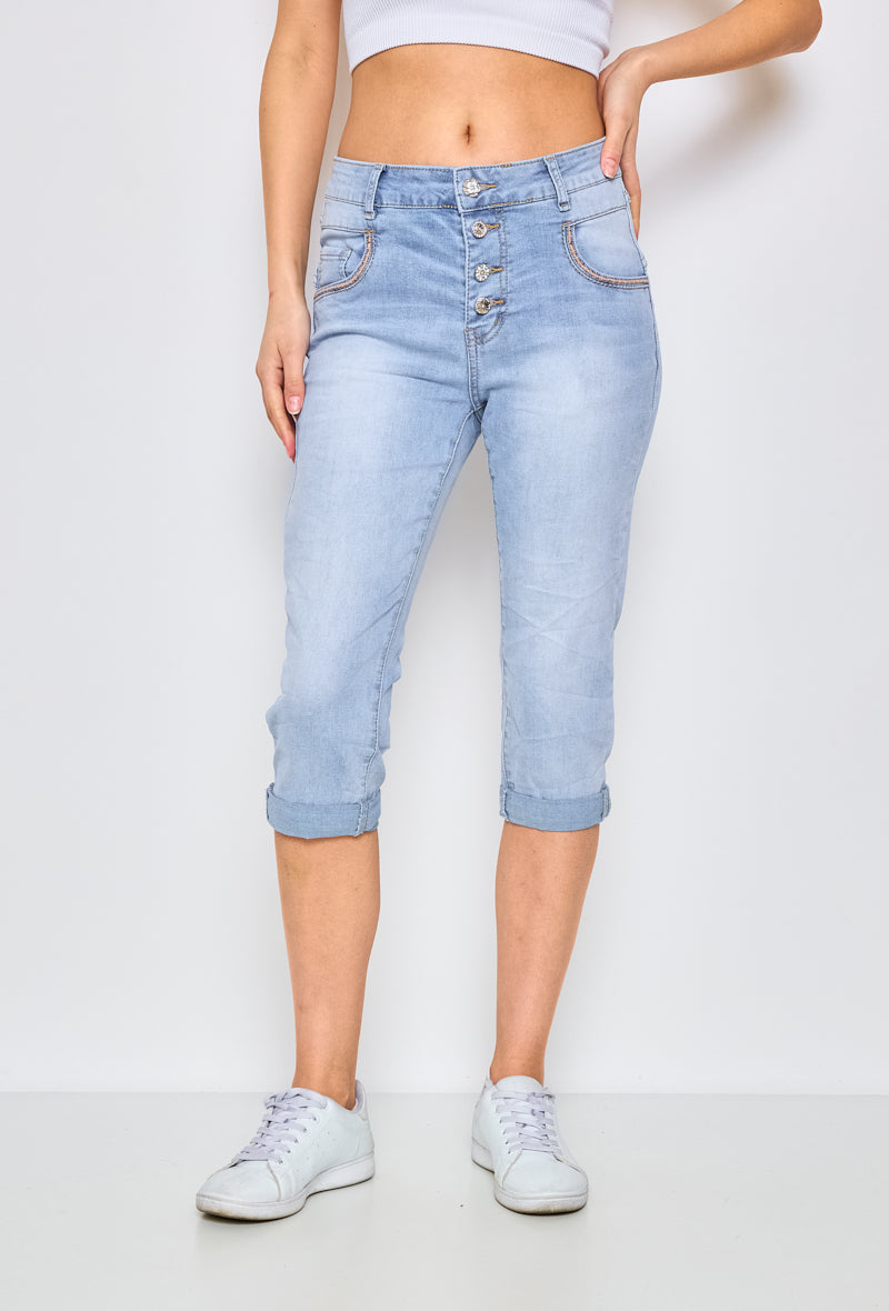 Jewelly lys blå denim  knickers med knapper - PC2679