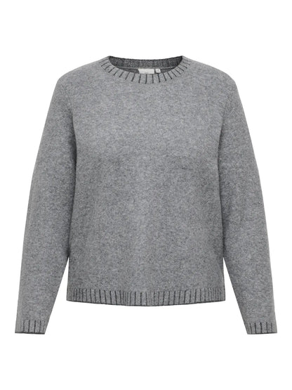 grå strik med ribkanter ONLY Carmakoma CARFINA Knit Grey