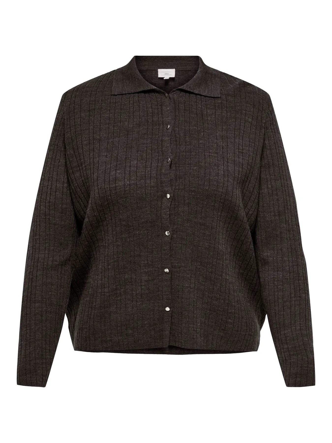 brun polo cardigan med knaplukning. ONLY Carmakoma CARTHEA Cardigan Chocolate Torte W. Melange