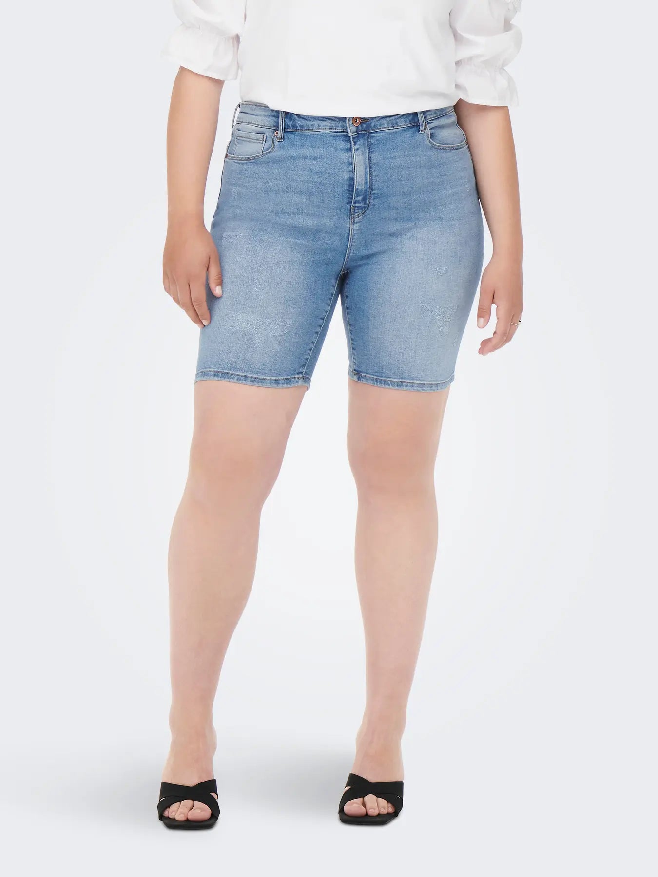ONLY CARLAOLA REG DEST DNM SHORTS - Light Blue Denim