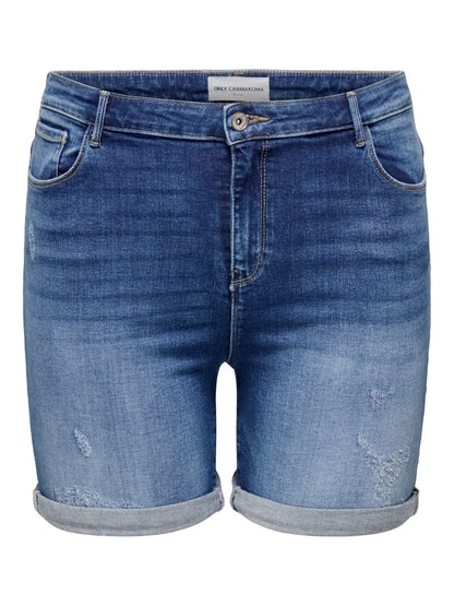 ONLY CARLAOLA REG DEST DNM SHORTS - Medium Blue Denim