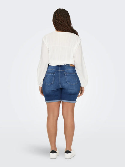 ONLY CARLAOLA REG DEST DNM SHORTS - Medium Blue Denim