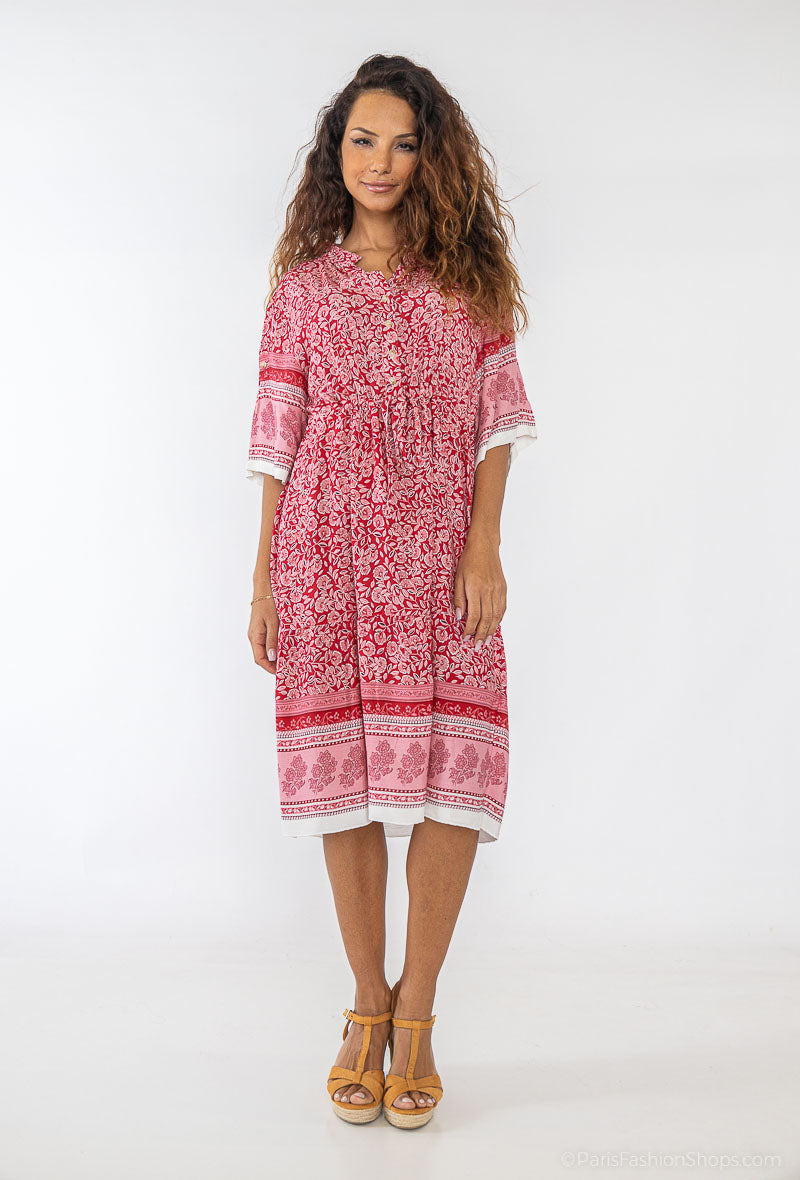 MIND by lene Rød Mønsteret Kjole