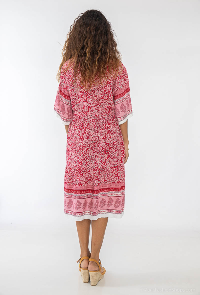 MIND by lene Rød Mønsteret Kjole