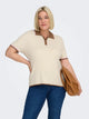ONLY CARMEDDI LIFE SS CONTRAST POLO KNT (Birch Toasted Cocunut/Romance Rose)