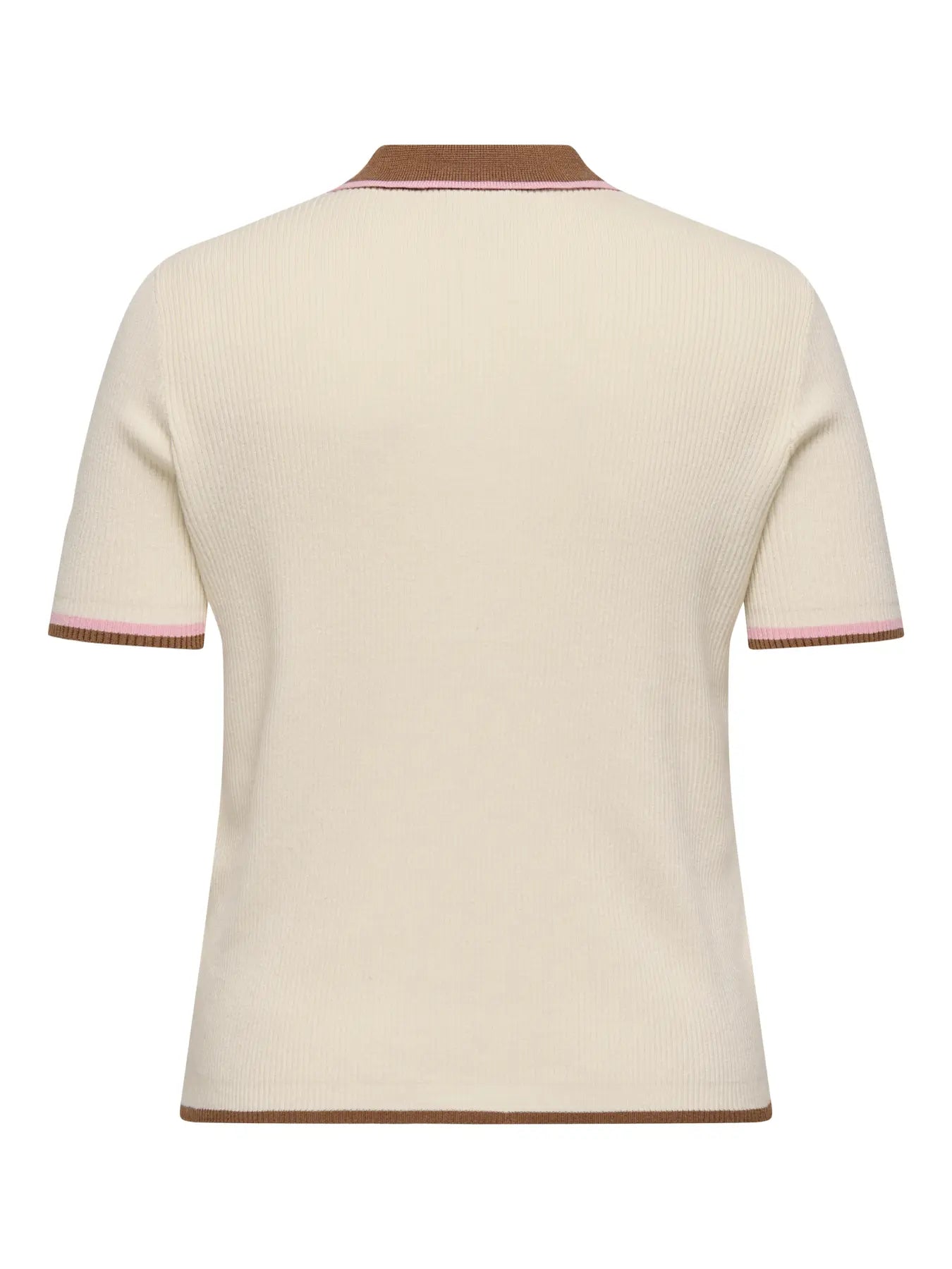 ONLY CARMEDDI LIFE SS CONTRAST POLO KNT (Birch Toasted Cocunut/Romance Rose)