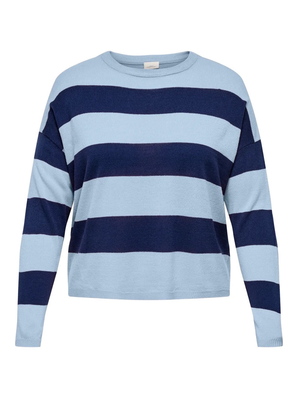 stribet blå strik ONLY Carmakoma CARDERRY Knit Cashmere Blue Naval Academy