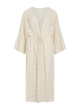 VILA blonde kimono kjole med bindebånd – creme