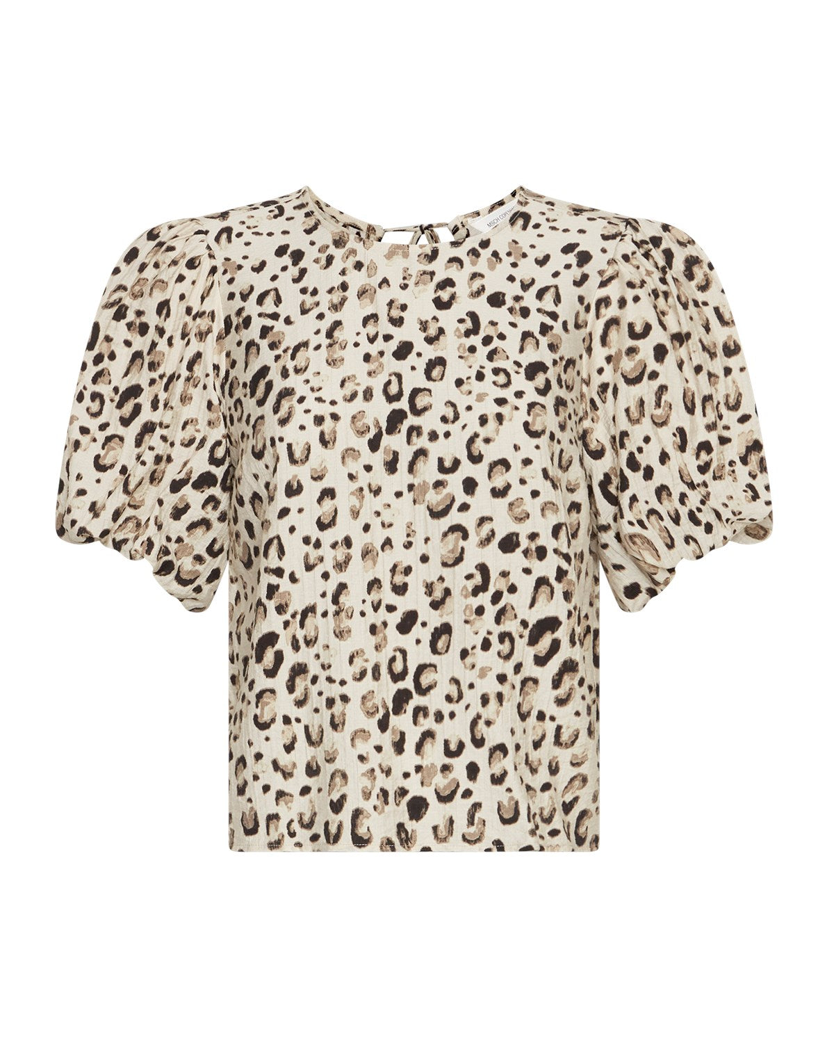 kortærmet leo bluse med puf-ærmer og åbning med bindedetalje i nakken. MOSS Copenhagen MSCHAlyona Vlora 2/4 Top