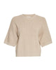 Moss Copenhagen beige strik t-shirt MSCHAmari Rachelle 2/4 Pullover PEYOTE MELANGE