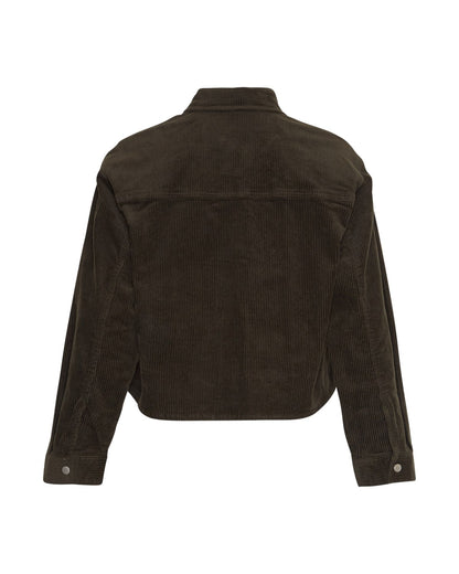 Moss Copenhagen MSCHArcelle Geggo Shirt Forest Night kort grøn jakke i fløjl