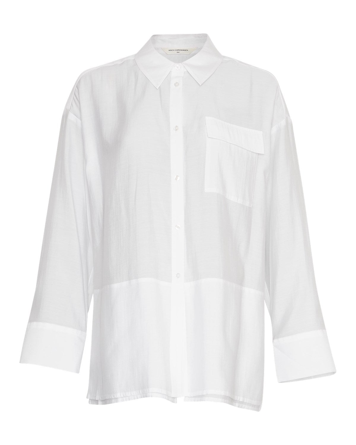 Hvid skjorte let gennemsigtig oversize look enkelt brystlomme MOSS Copenhagen MSCHBarrington Shirt White
