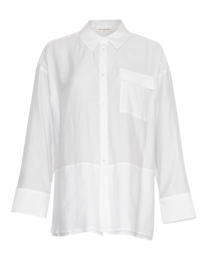 Hvid skjorte let gennemsigtig oversize look enkelt brystlomme MOSS Copenhagen MSCHBarrington Shirt White