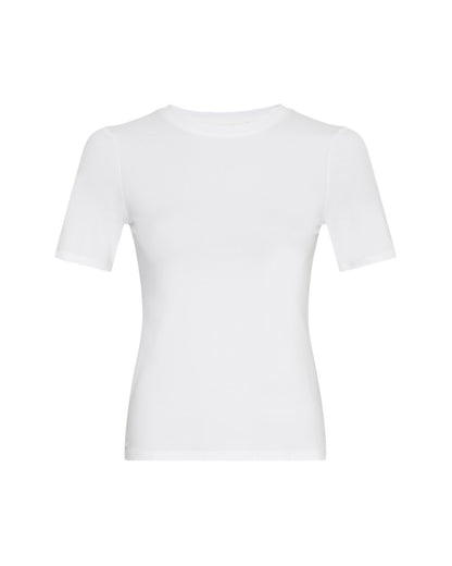basic hvid kortærmet t-shirt med rund hals. Moss Copenhagen MSCHBetrina O SS Tee Bright White