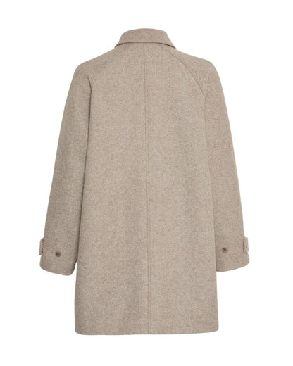 Moss Copenhagen lang beige jakke med krave MSCHBoone Josia Jacket CARIBO/SILVER L