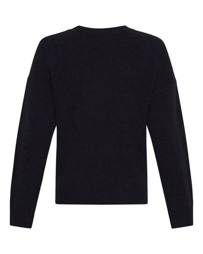 MSCHFestina Hope Pullover Sky Captain mørkeblå strik med sænkede skuldre