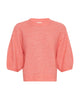 strik bluse i coral med 2/4 ærmer og rund hals. MOSS Copenhagen MSCHHila Hope 2/4 Pullover Coral