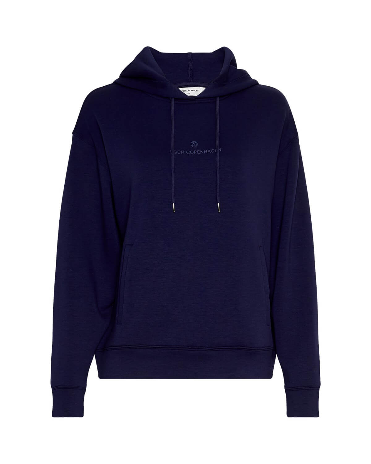 blå hættetrøje MOSS Copenhagen MSCHIma Q Icon Logo Hood Sweatshirt