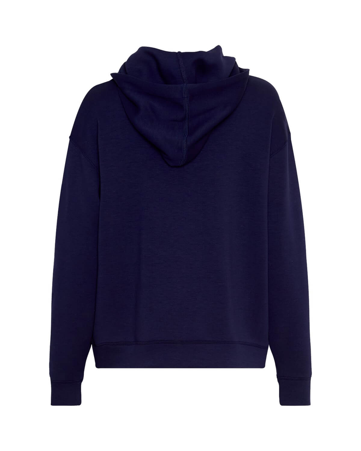 ryggen af blå hættetrøje MOSS Copenhagen MSCHIma Q Icon Logo Hood Sweatshirt
