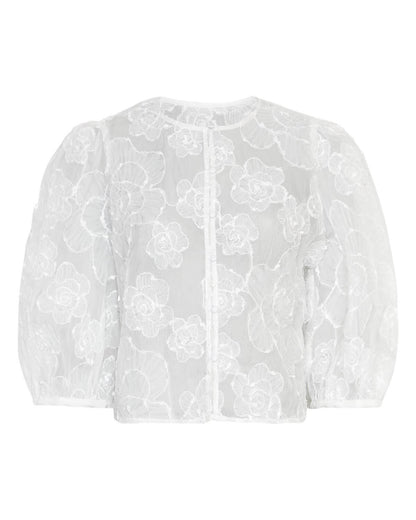 hvid bluse MOSS Copenhagen MSCHIsmene 3/4 Shirt EMB