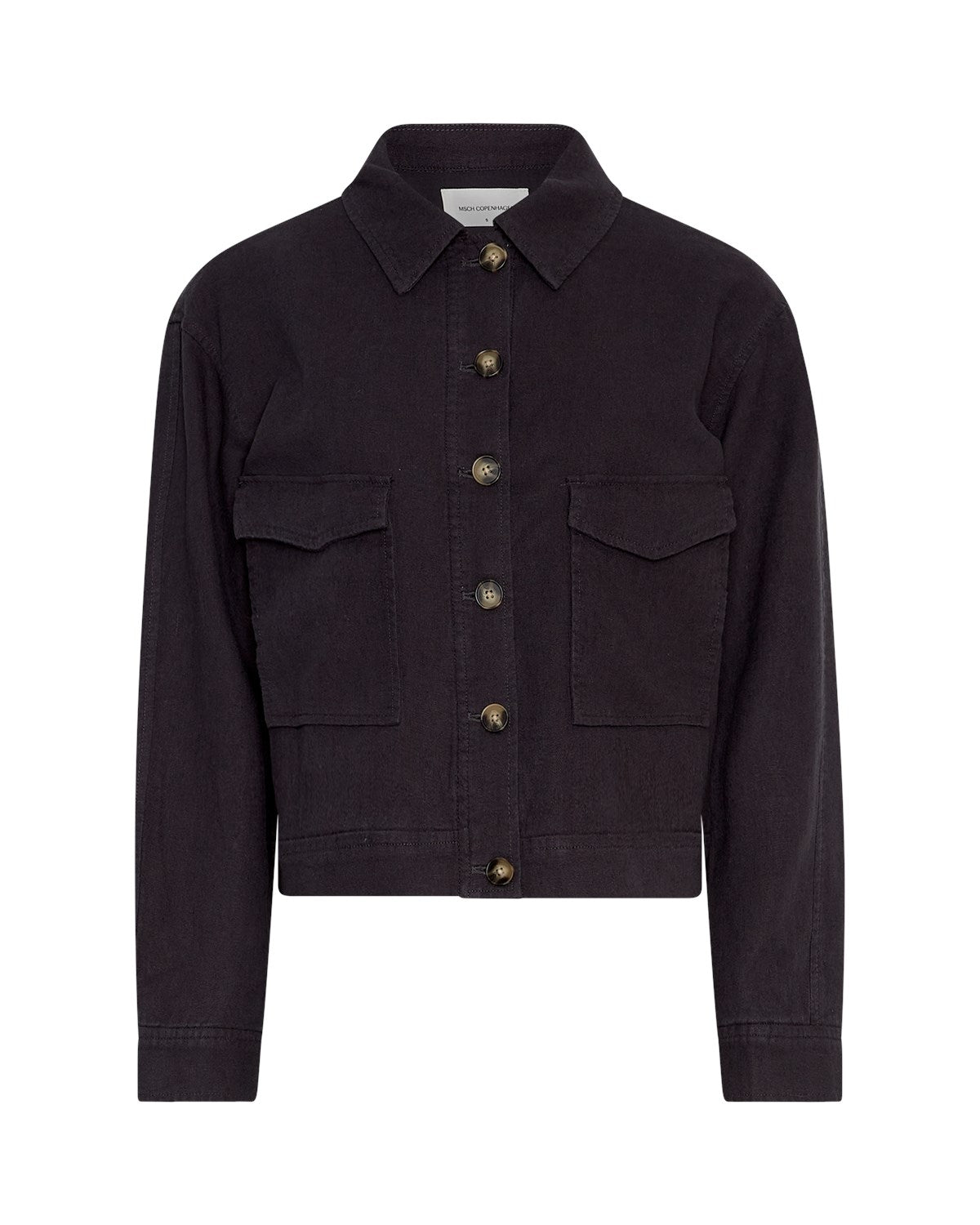 kort hørjakke i mørkegrå/sort. MOSS Copenhagen MSCHJovene Ginia Jacket