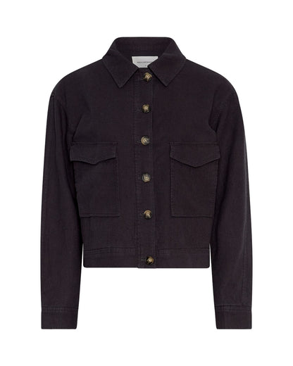 kort hørjakke i mørkegrå/sort. MOSS Copenhagen MSCHJovene Ginia Jacket