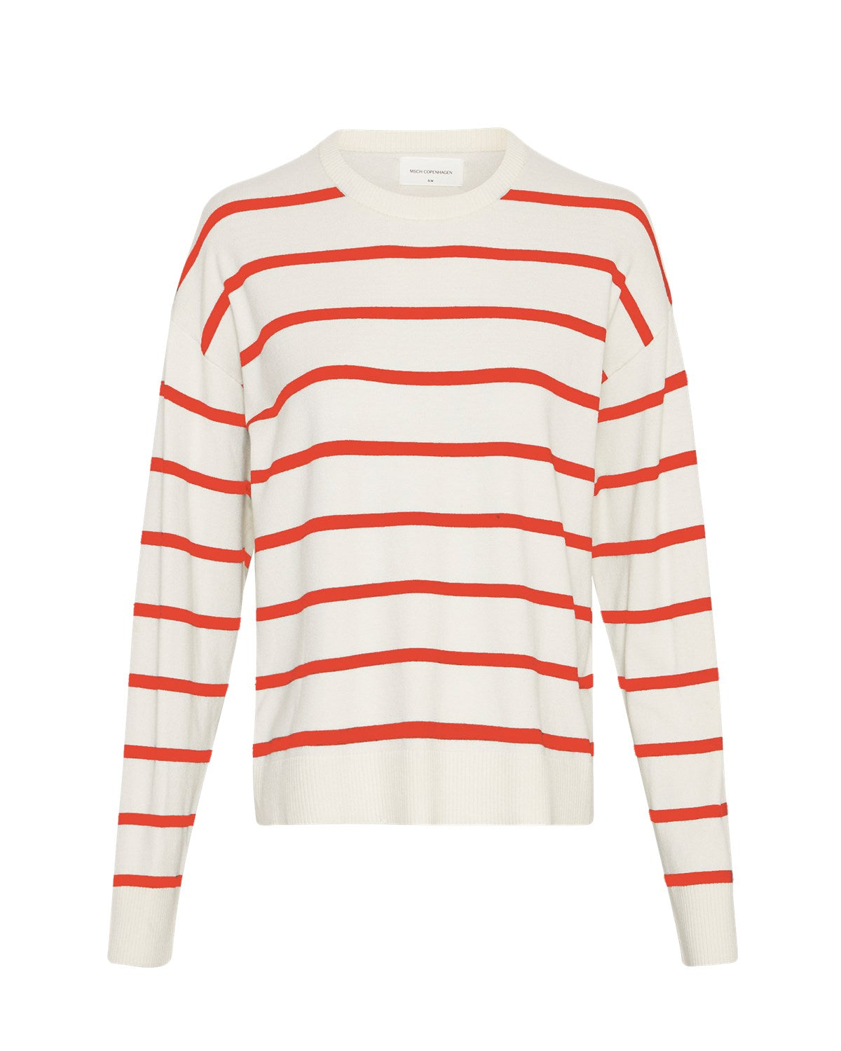 langærmet stribet pullover i hvid og rød MOSS Copenhagen MSCHMaura Rachelle Pullover STP