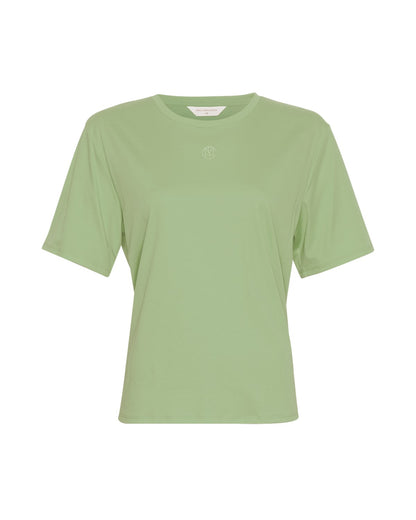 grøn t-shirt med lille logo foran fra Moss Copenhagen MSCHMelea Icon Tee F Shade A Green