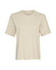 Moss Copenhagen beige t-shirt MSCHMelea Icon Tee OATMEAL/OATMEAL med lille beige logo over brystet