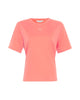 coralfarvet kortærmet t-shirt med rund hals og lille rund logo foran. MOSS Copenhagen MSCHMelea Icon Tee Coral