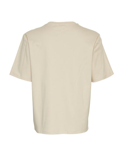 Moss Copenhagen beige t-shirt MSCHMelea Icon Tee OATMEAL/OATMEAL