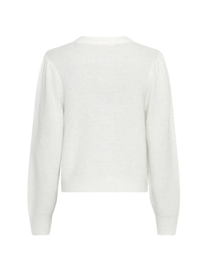 ryggen af kort hvid cardigan MOSS Copenhagen MSCHMiabelle Hope Cardigan