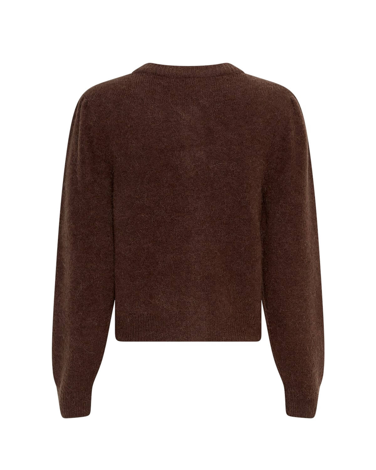 ryggen af kort mørkebrun cardigan MOSS Copenhagen MSCHMiabelle Hope Cardigan