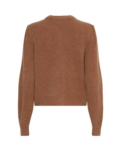 ryggen af kort brun cardigan MOSS Copenhagen MSCHMiabelle Hope Cardigan | Toasted Coconut