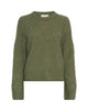 grøn strik med broderede blomster. MOSS Copenhagen MSCHMiabelle Hope Pullover EMB