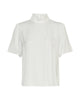 Moss Copenhagen hvid t-shirt med høj hals MSCHMinara Maluca 2/4 Top CLOUD WHITE