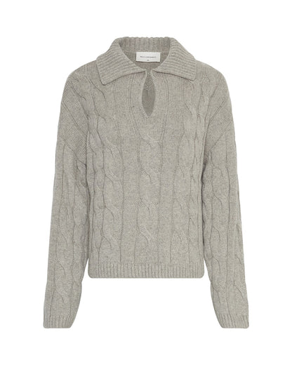 beige strik med krave. MOSS Copenhagen MSCHPavana Peony Pullover