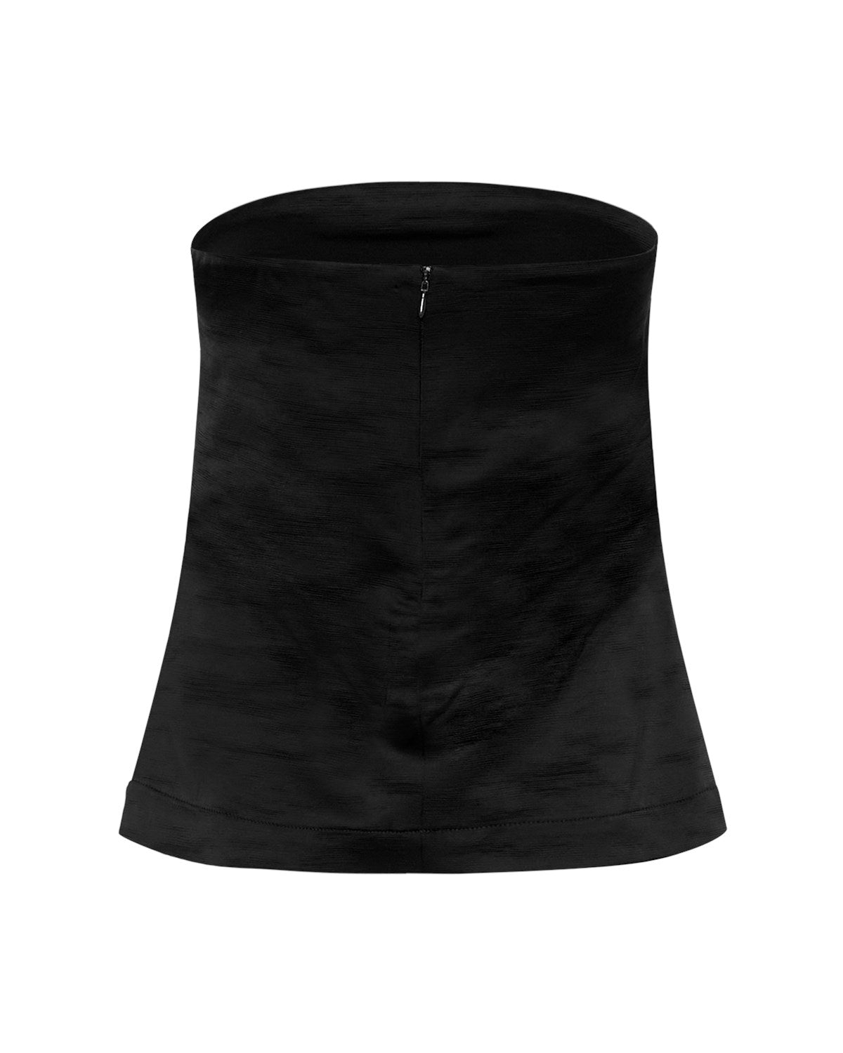 lynlås bagpå stropløs sort top. MOSS Copenhagen MSCHSpencer Strapless Top black