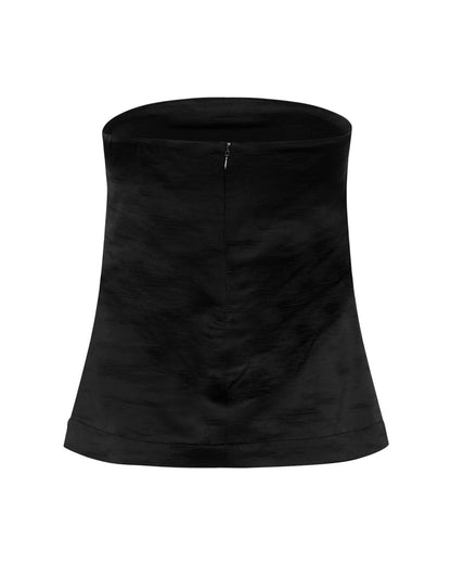 lynlås bagpå stropløs sort top. MOSS Copenhagen MSCHSpencer Strapless Top black