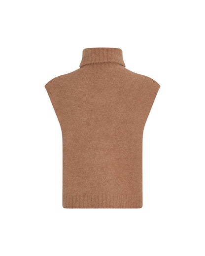 ryggen af carmel brun vest i strik med rullekrave. MOSS Copenhagen MSCHThira Salmia R Vest