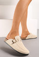 MIND by lene Beige Mules med Spænde Ruskindslook
