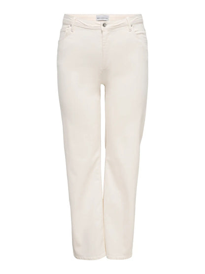 hvide jeans ONLY Carmakoma CARWILLY HW WIDE DNM DOT019 Ecru