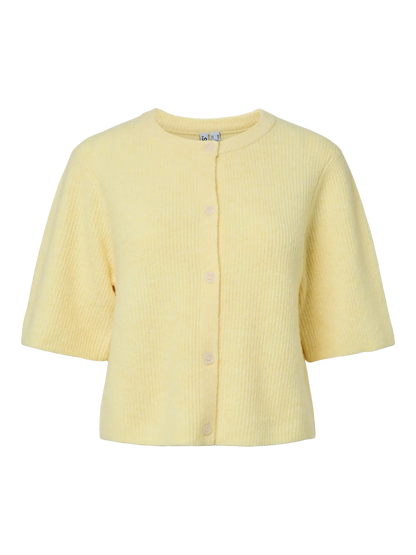 PIECES PCSILLY SS O-NECK KNIT CARDIGAN | Pale Banana Mel