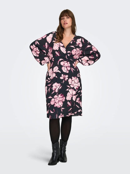 blomstret kjole ONLY Carmakoma CARLINKA Dress Black Floral